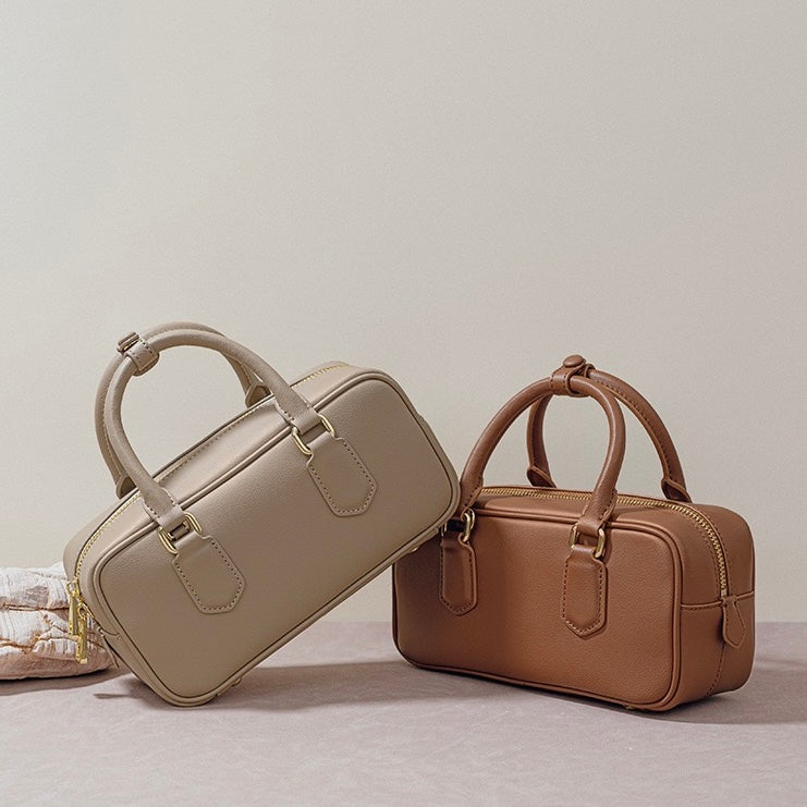 Vintage Boston Bowling Women's Genuine Leather Single-Shoulder Crossbody Handbag