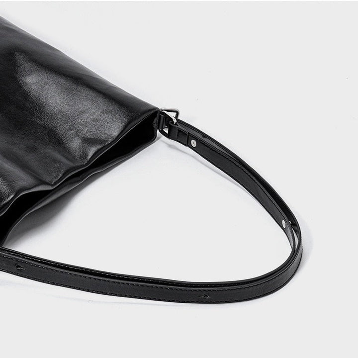 Versatile Carry Sleek Leather Chain-Strap Bucket Bag
