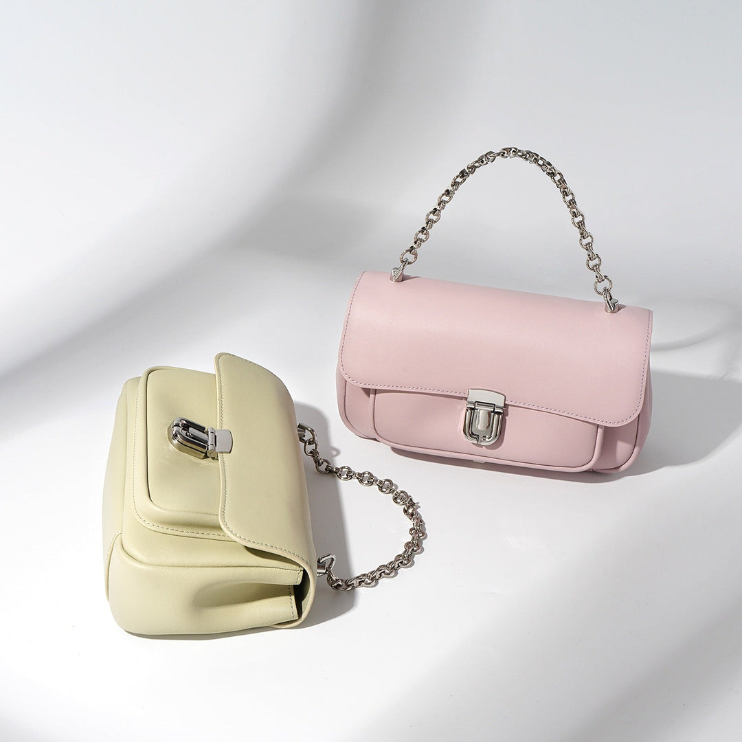 Spring Summer Chic Cowhide Mini Square Bag with Lock Closure