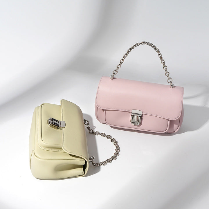 Spring Summer Chic Cowhide Mini Square Bag with Lock Closure