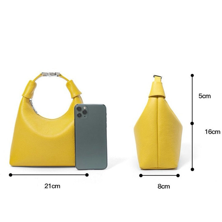 Minimalist Textured Leather Crescent Hobo Bag