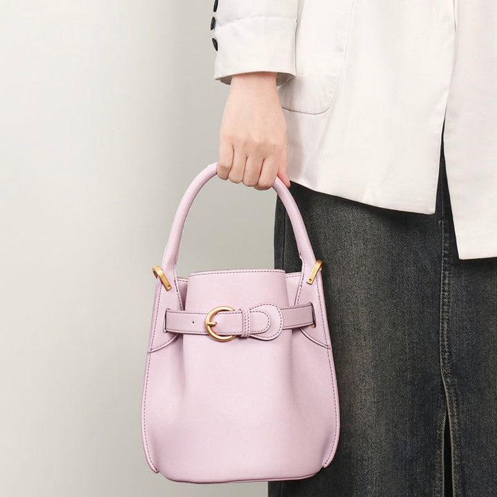 Stylish Exquisite Women's Genuine Leather Mini Bucket Crossbody Handbag