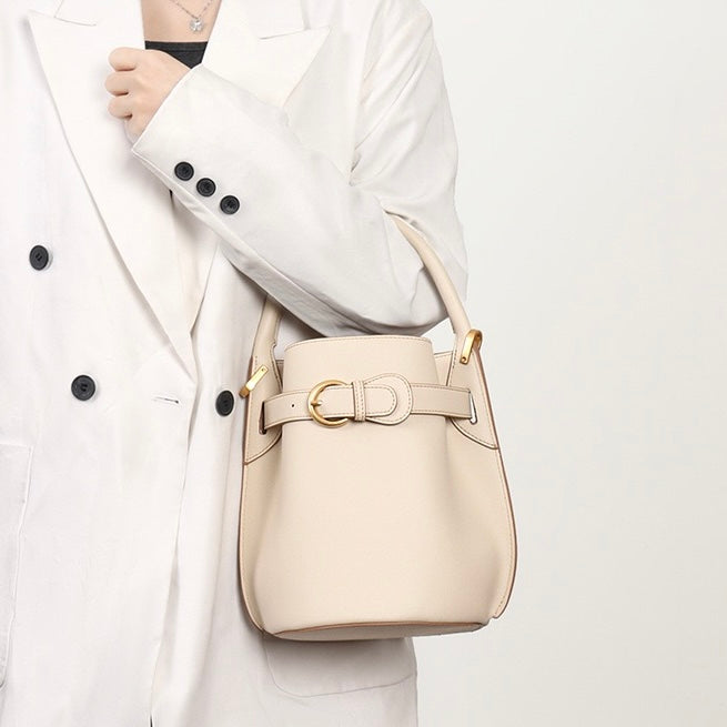 Stylish Exquisite Women's Genuine Leather Mini Bucket Crossbody Handbag