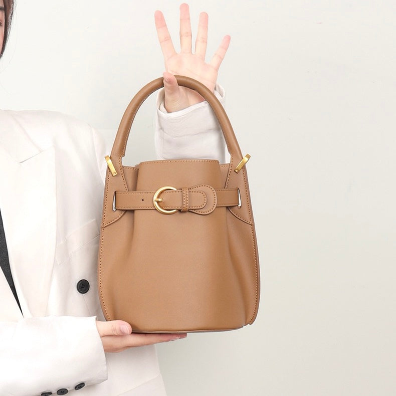 Stylish Exquisite Women's Genuine Leather Mini Bucket Crossbody Handbag