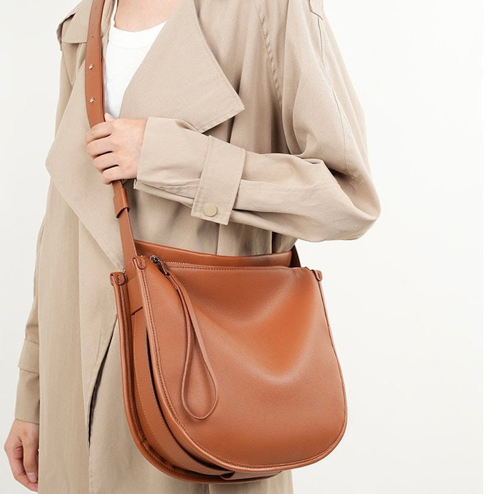 Women’s Genuine Leather Soft Tote Bag in Lazy Chic Style with Large Capacity