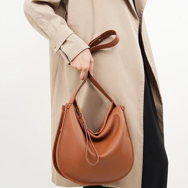 Women’s Genuine Leather Soft Tote Bag in Lazy Chic Style with Large Capacity