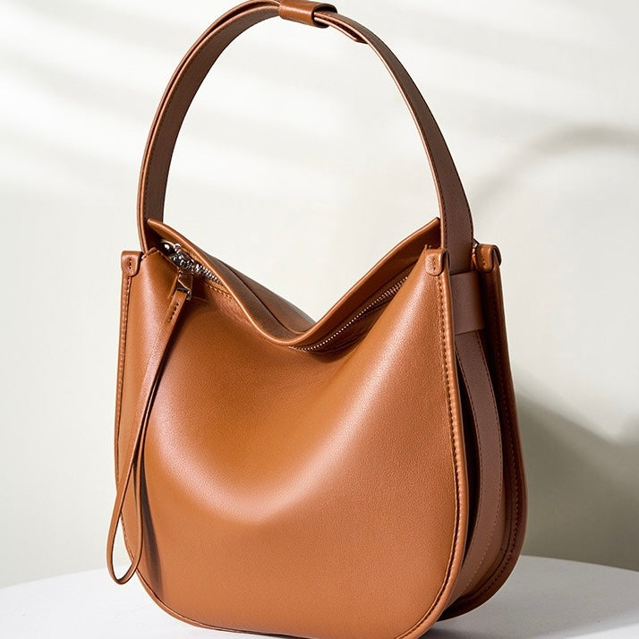 Women’s Genuine Leather Soft Tote Bag in Lazy Chic Style with Large Capacity