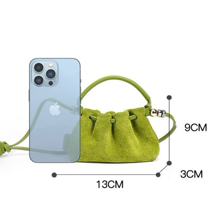 Vintage Frosted Texture Cloud Pleated Mini Handbag Crossbody Bag