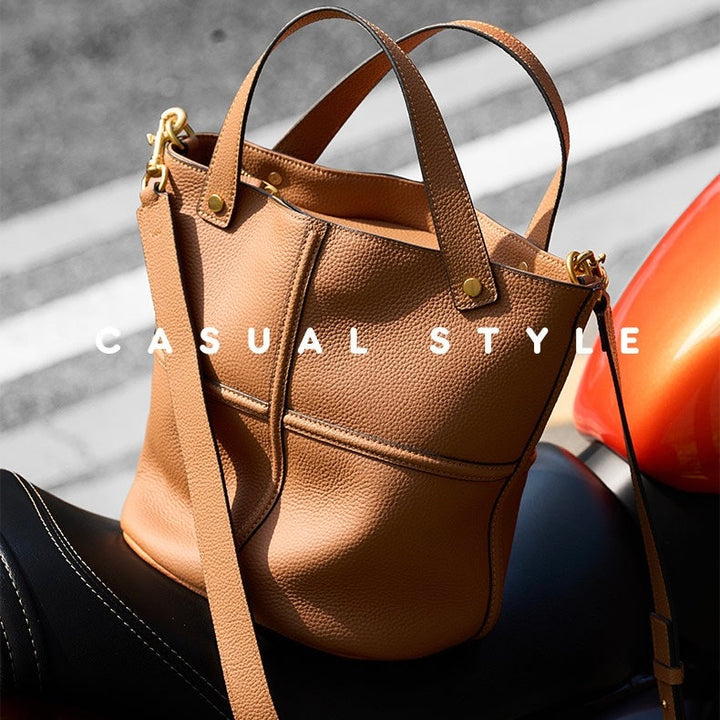 Women’s Genuine Leather Large Capacity Bucket Bag