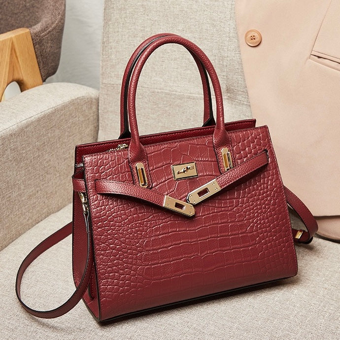 Women’s Genuine Leather Classic Everyday Crossbody Tote Bag