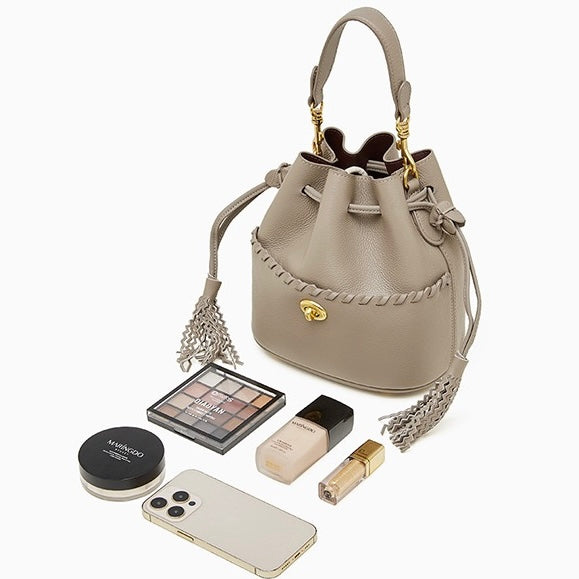 Women's Genuine Leather New Bucket Fringe Handbag Crossbody Bag