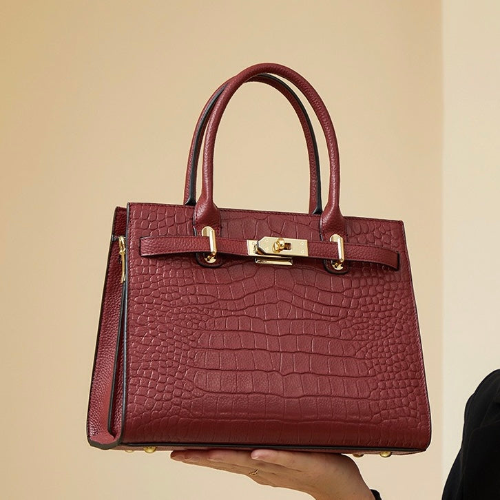 Women’s Genuine Leather Classic Everyday Crossbody Tote Bag