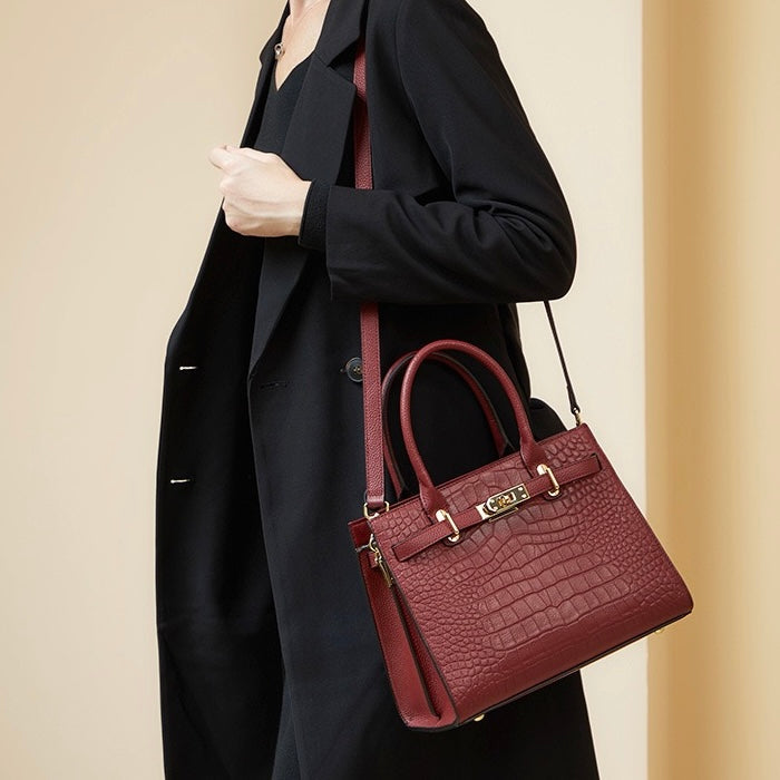 Women’s Genuine Leather Classic Everyday Crossbody Tote Bag