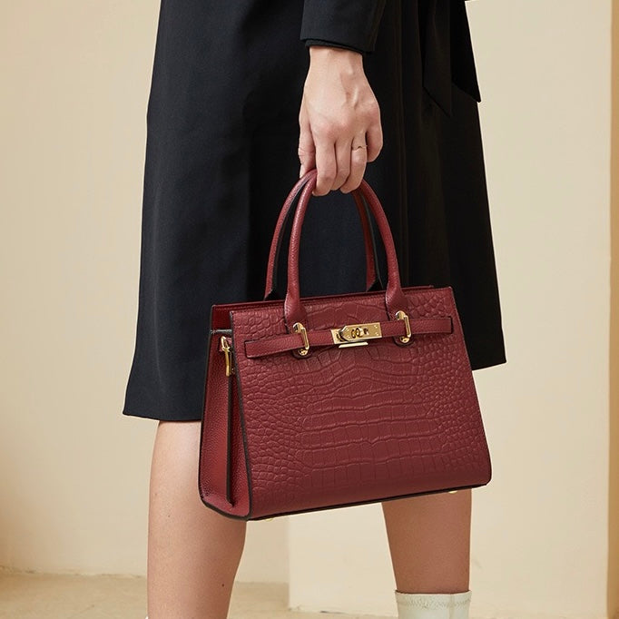 Women’s Genuine Leather Classic Everyday Crossbody Tote Bag