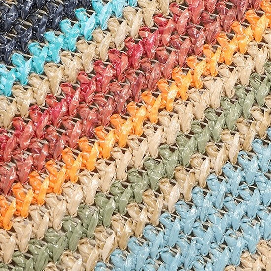 Women's Genuine Leather Summer Color Blocking Straw Woven Bucket Bag