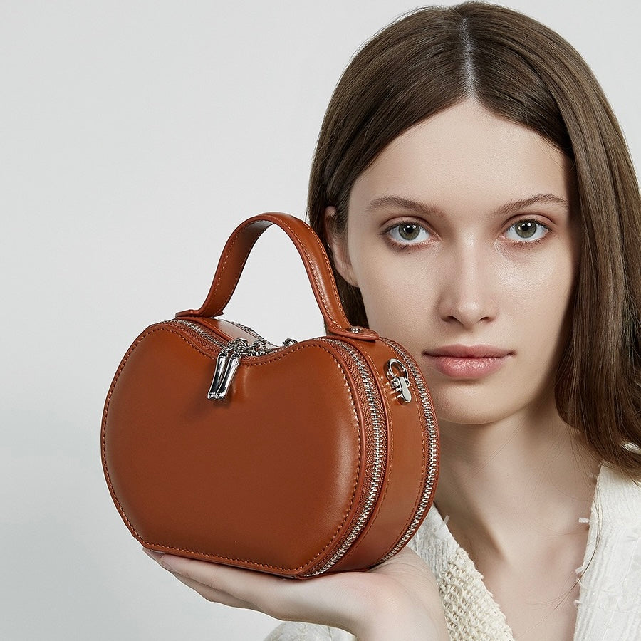 Women's Genuine Leather Unique Apple-Shaped Handbag
