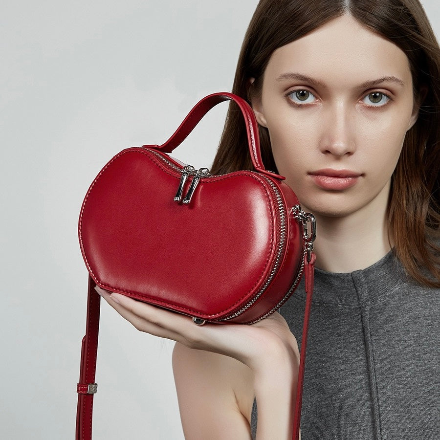 Women's Genuine Leather Unique Apple-Shaped Handbag