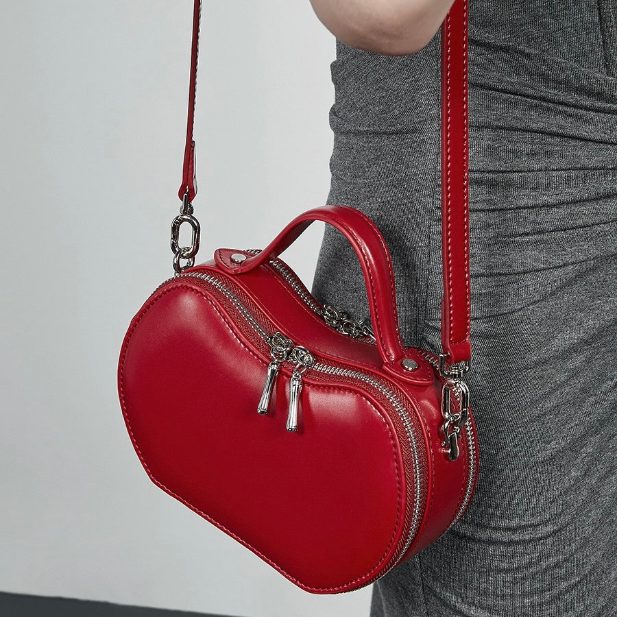 Women's Genuine Leather Unique Apple-Shaped Handbag