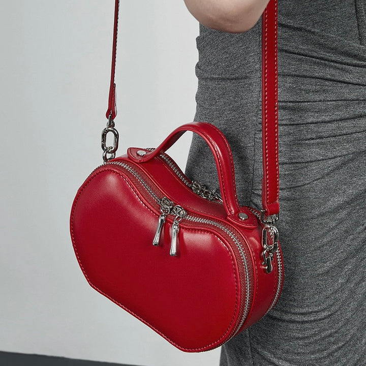 Women's Genuine Leather Unique Apple-Shaped Handbag