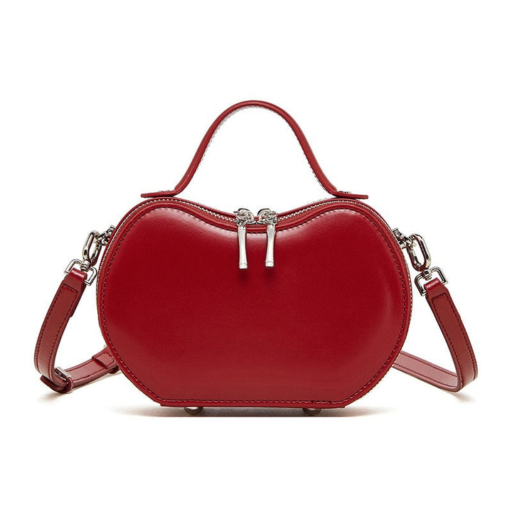 Women's Genuine Leather Unique Apple-Shaped Handbag