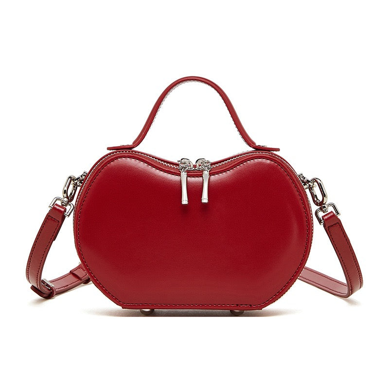Women's Genuine Leather Unique Apple-Shaped Handbag