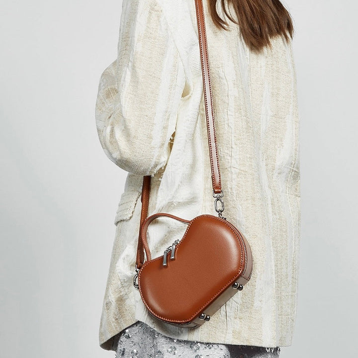 Women's Genuine Leather Unique Apple-Shaped Handbag