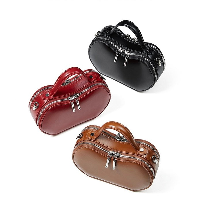 Women's Genuine Leather Unique Apple-Shaped Handbag
