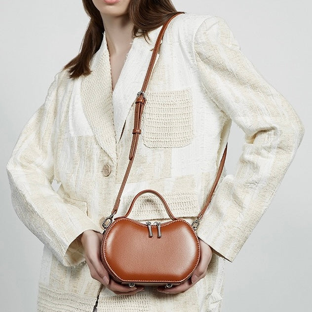 Women's Genuine Leather Unique Apple-Shaped Handbag