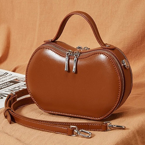Women's Genuine Leather Unique Apple-Shaped Handbag
