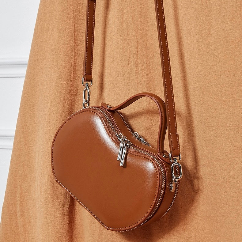 Women's Genuine Leather Unique Apple-Shaped Handbag