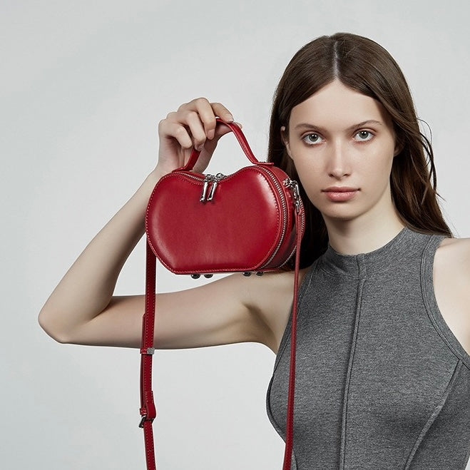 Women's Genuine Leather Unique Apple-Shaped Handbag