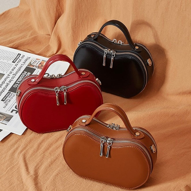Women's Genuine Leather Unique Apple-Shaped Handbag