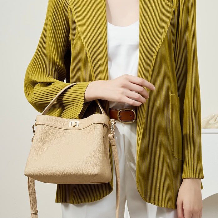 Women’s Genuine Leather Minimalist Bucket Bag