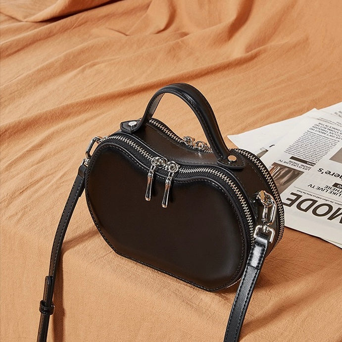 Women's Genuine Leather Unique Apple-Shaped Handbag