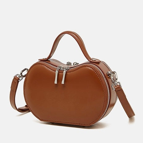 Women's Genuine Leather Unique Apple-Shaped Handbag