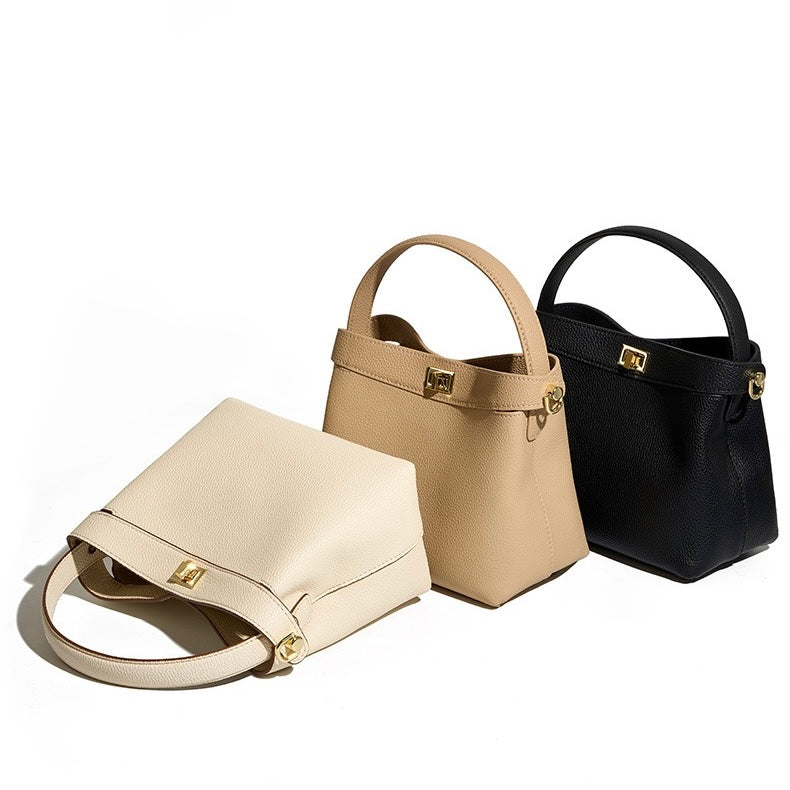 Women’s Genuine Leather Minimalist Bucket Bag