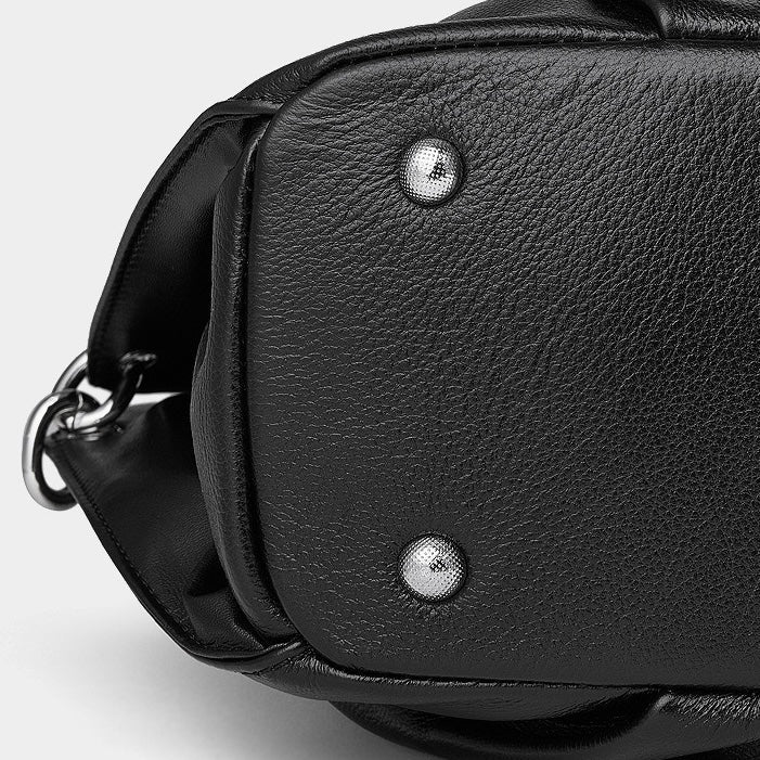 Women's Ruched Genuine Leather Large Tote Hobo Bag