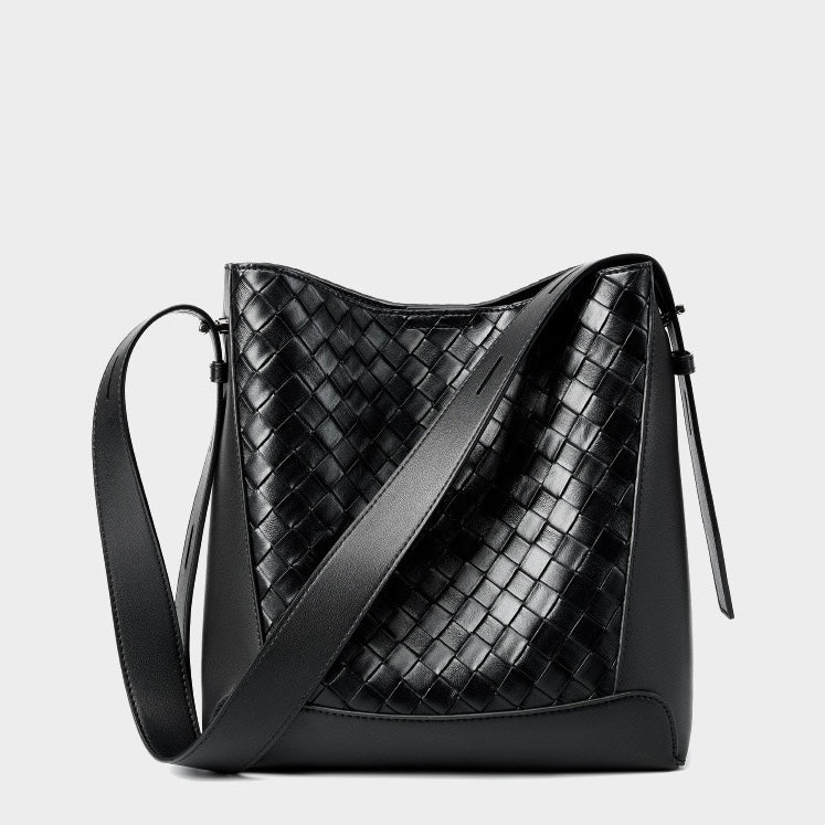 Women's Cowhide Handwoven Large Capacity Crossbody and Shoulder Bag