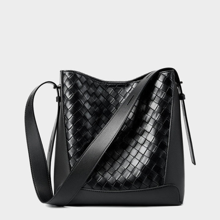 Women's Cowhide Handwoven Large Capacity Crossbody and Shoulder Bag