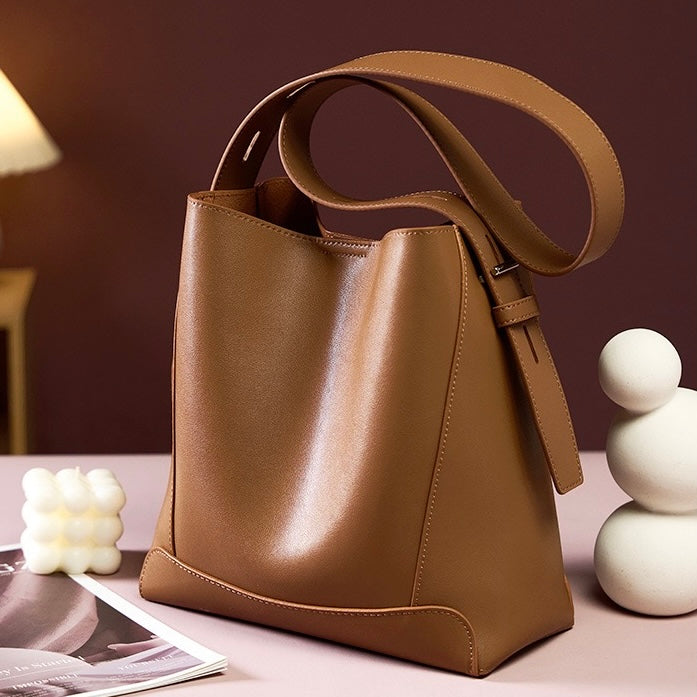 Women’s Genuine Leather Crossbody & Shoulder Oversized Bucket Bag