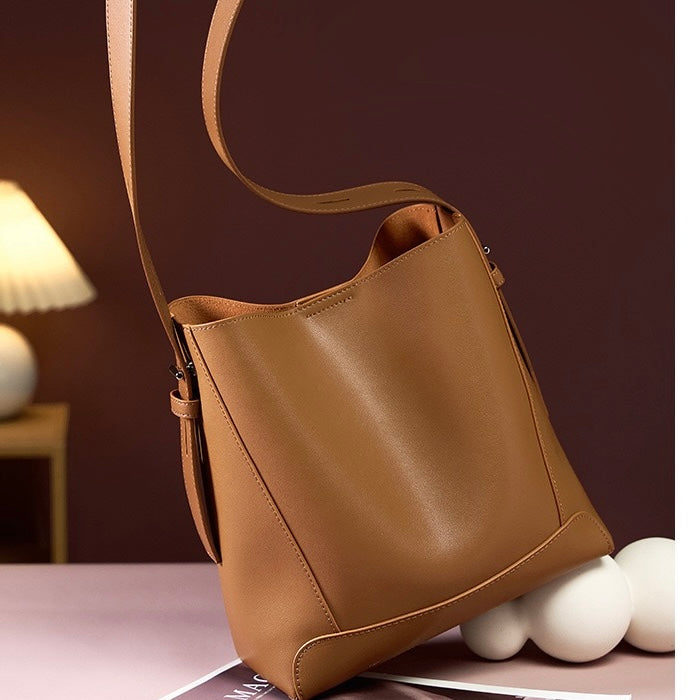 Women’s Genuine Leather Crossbody & Shoulder Oversized Bucket Bag