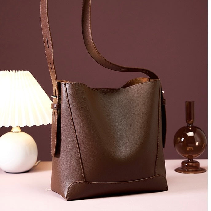 Women’s Genuine Leather Crossbody & Shoulder Oversized Bucket Bag