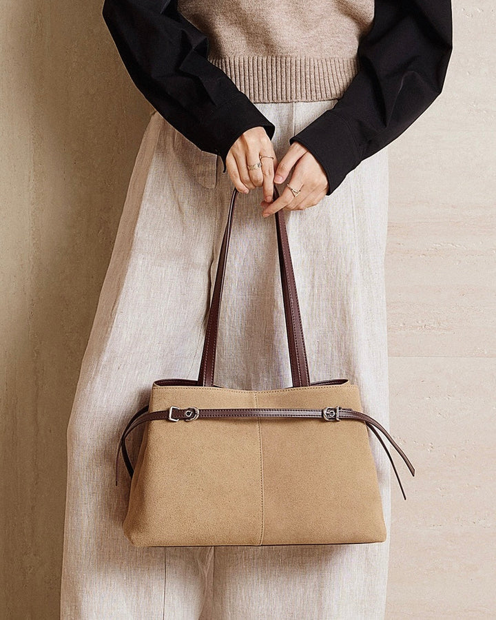 Retro Suede Large Capacity Genuine Leather Shoulder Bag