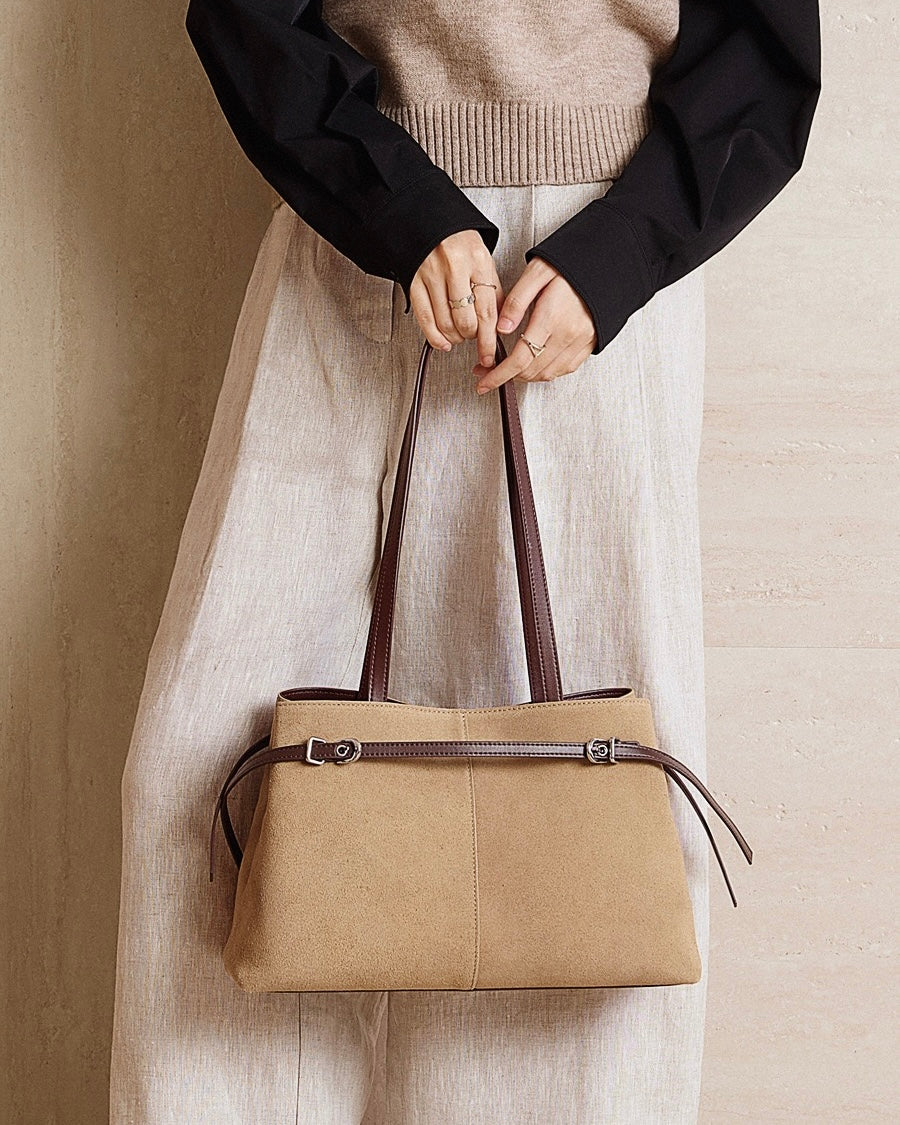 Retro Suede Large Capacity Genuine Leather Shoulder Bag