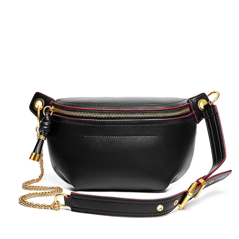 Trendy Women's Genuine Leather Crossbody Chest Bag Fanny Pack