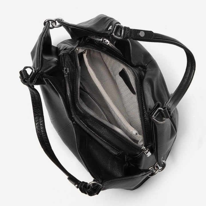 Women's Ruched Genuine Leather Large Tote Hobo Bag