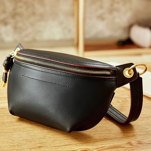 Trendy Women's Genuine Leather Crossbody Chest Bag Fanny Pack