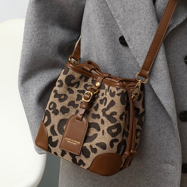 Women's Spring Summer Fashion Canvas Bucket Crossbody Shoulder Bag