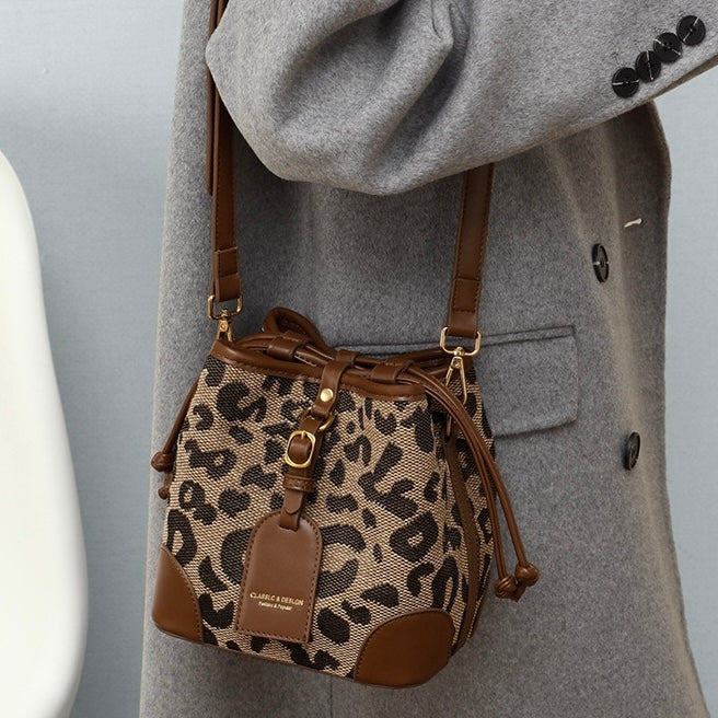 Women's Spring Summer Fashion Canvas Bucket Crossbody Shoulder Bag