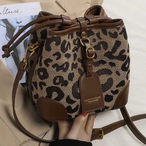 Women's Spring Summer Fashion Canvas Bucket Crossbody Shoulder Bag